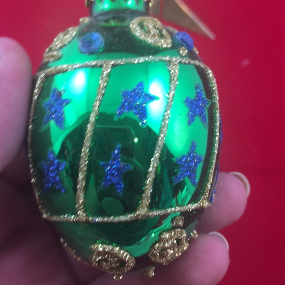 Vintage GKI/Bethlehem Glass Egg shaped embellished Christmas Ornament - Picture 2 of 6
